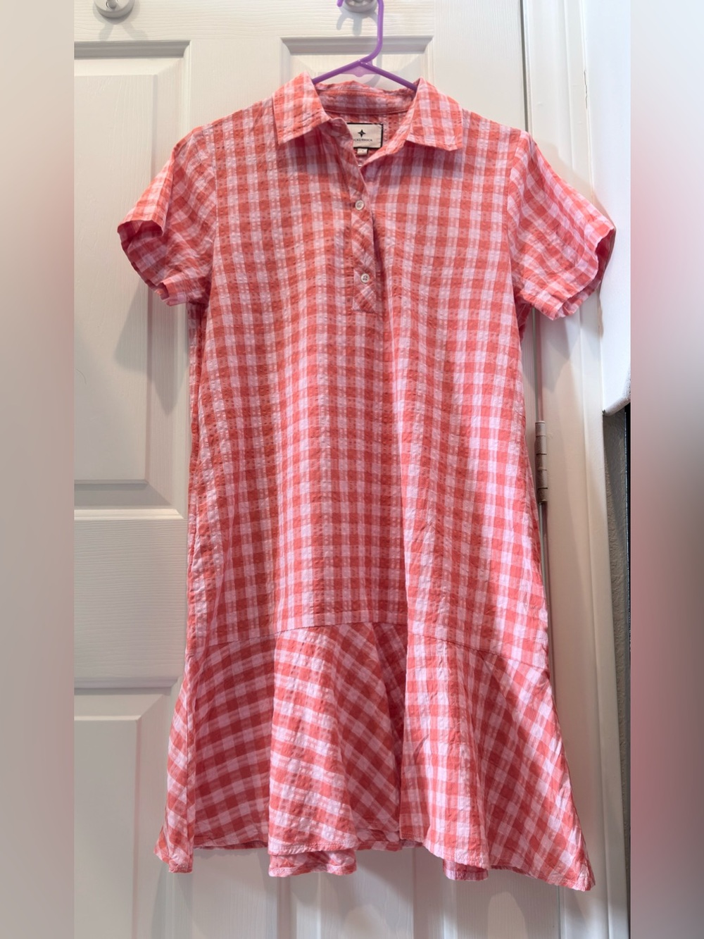 NWOT TUCKERNUCK Coral Pink Gingham Polo Dress SMALL